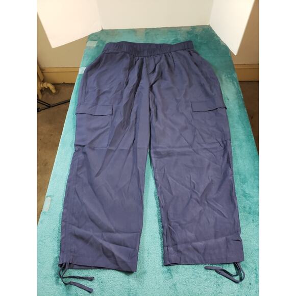 Arna York Pants Sz 22 Womens Blue Ladies Stretch Shiloh Ruched Cargo Pull On NWT - Picture 1 of 12